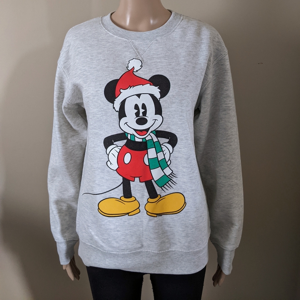 Mickey Mouse Christmas grey crewneck sweater, women's small